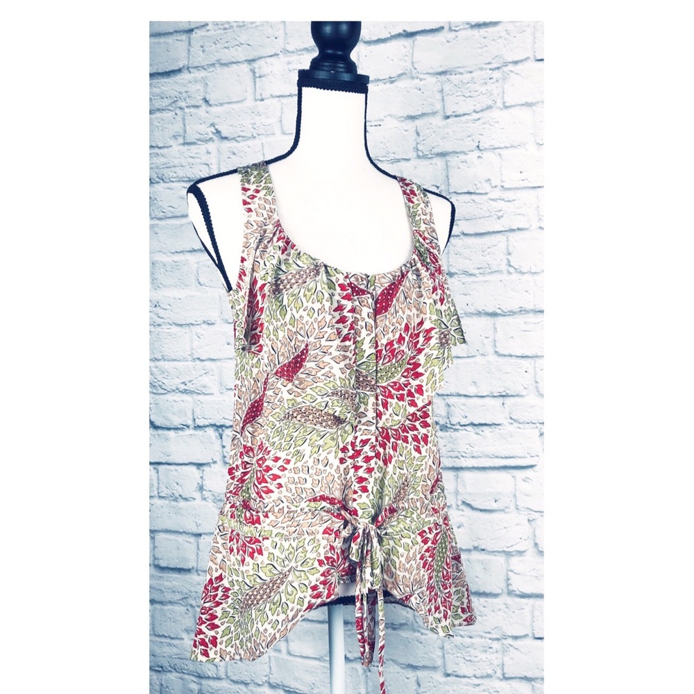 ANTHROPOLOGIE Lil 100% Silk Floral Sleeveless Top
